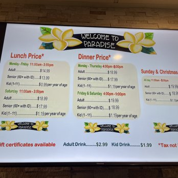 Paradise Buffet - Pricing - Buffets Near Me - Montebello, California Paradise Buffet - Pricing - Buffets Near Me - Montebello, California