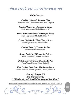 Menu photo 2 Tradition Restaurant Deerfield Beach, FL