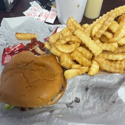 Hamburger and fries