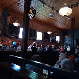 Busy crowd for trivia finals on a Sunday afternoon.