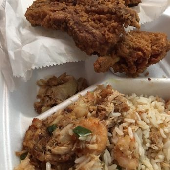 Hannibal's Kitchen - Crab and shrimp rice with Fried pork chops. Oooe it's so good. - Barbeque Near Me - Charleston, South Carolina Hannibal's Kitchen - Crab and shrimp rice with Fried pork chops. Oooe it's so good. - Barbeque Near Me - Charleston, South Carolina