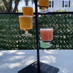 Beer flight in the beer garden