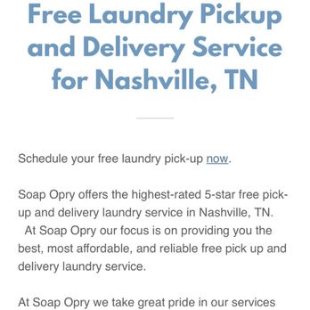 Soap Opry Laundry - They claim Free Pickup and Delivery. Not so. - Laundromat Near Me - Nashville, Tennessee