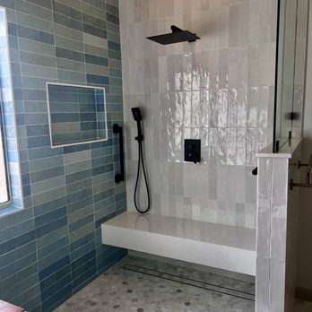 Urban Desert Design - ADA. Compliant shower with bench. - Interior Design Near Me