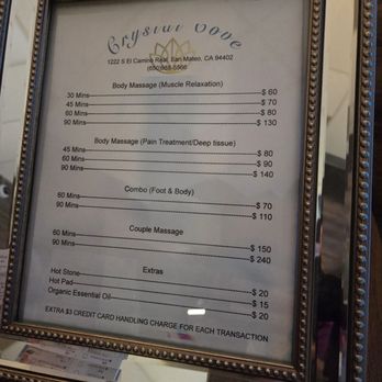 Crystal Cove - pricing - Massage Near Me - San Mateo, California
