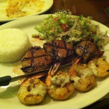 Black Sea Grill - Beef and shrimp kabob with jasmine rice and house salad - Mediterranean Near Me - Wilmington, North Carolina Black Sea Grill - Beef and shrimp kabob with jasmine rice and house salad - Mediterranean Near Me - Wilmington, North Carolina