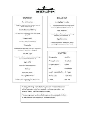Menu photo 2 Reservation Montezuma, IN