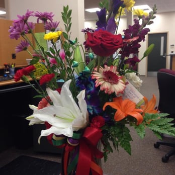 Seaside Flowers - 50 Years of Rainbows - custom arrangement delivered for my wife's 50th (because living with her is like living with a rainbow!) - Florists Near Me - Oceanside, California Seaside Flowers - 50 Years of Rainbows - custom arrangement delivered for my wife's 50th (because living with her is like living with a rainbow!) - Florists Near Me - Oceanside, California