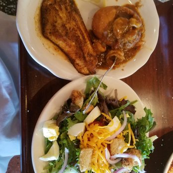 Pappadeaux Seafood Kitchen - lunch blackened catfish with a pistolette and the house salad, which is damn near a meal on it's own - Cajun/Creole Near Me - Springdale, Ohio Pappadeaux Seafood Kitchen - lunch blackened catfish with a pistolette and the house salad, which is damn near a meal on it's own - Cajun/Creole Near Me - Springdale, Ohio