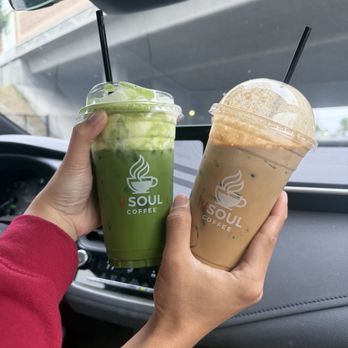 Vsoul Coffee - Vsoul Special Matcha with salted foam + Vsoul House Coffee - Coffee & Tea Near Me - Garden Grove, California