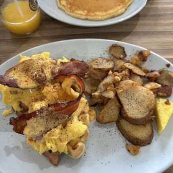 @ The Diner - Waffle and Benedict(replaced with scrambled eggs) - Breakfast & Brunch Near Me - Orlando, Florida