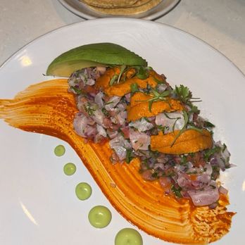 Holbox - Kanpachi ceviche w/ 20g of erizo - Latin American Near Me - Los Angeles, California Holbox - Kanpachi ceviche w/ 20g of erizo - Latin American Near Me - Los Angeles, California
