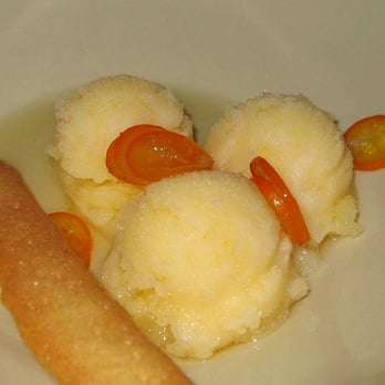 Chez Panisse - muscat sorbet with candied kumquat - New American Near Me - Berkeley, California