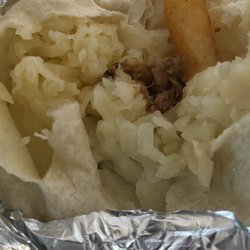 Man vs Fries - NORCAL burrito... cold unmelted cheese. Where are the rest of the ingredients??!!