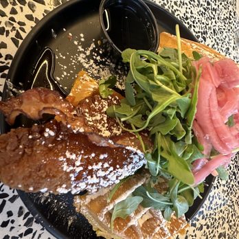 The Place 2 Be - Chicken and Waffle  with bacon - Breakfast & Brunch Near Me - New Haven, Connecticut