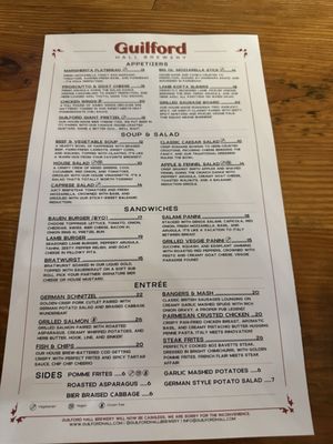 Menu photo 1 Guilford Hall Brewery Baltimore, MD Menu photo 1 Guilford Hall Brewery Baltimore, MD