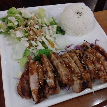 Sushi Ya - Teriyaki chicken with house almond salad and white rice. - Sushi Bars Near Me - Kennewick, Washington Sushi Ya - Teriyaki chicken with house almond salad and white rice. - Sushi Bars Near Me - Kennewick, Washington