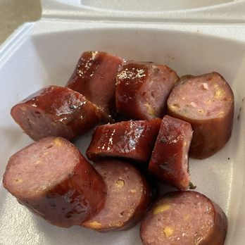 Bodacious Bar-B-Q - cheddar jalapeño sausage not bad, but not my favorite - Barbeque Near Me - Sulphur Springs, Texas
