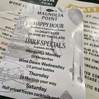Magnolia Point - Happy hour menu ( 7days a week) - Seafood Near Me - Birmingham, Alabama Magnolia Point - Happy hour menu ( 7days a week) - Seafood Near Me - Birmingham, Alabama