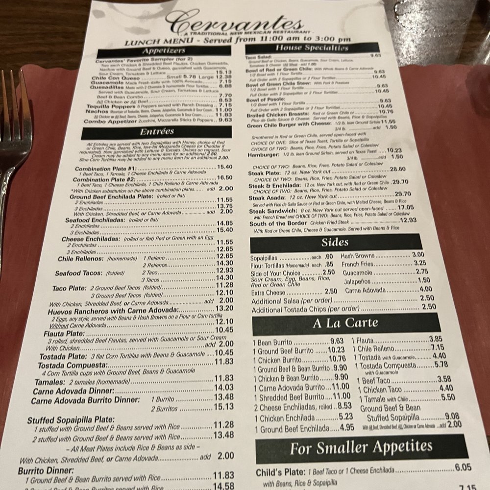 Cervantes Restaurant & Lounge - Lunch menu - Lounges Near Me - Albuquerque, New Mexico Cervantes Restaurant & Lounge - Lunch menu - Lounges Near Me - Albuquerque, New Mexico