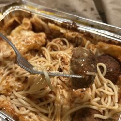 Pasta Glory - They literally cut the meatballs in half and then place them top down. Hahaha who cuts meatballs in half and pretends like that's normal