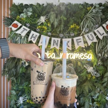 Daboba - large grass jelly milk tea, medium cheese black tea - Bubble Tea Near Me - San Diego, California