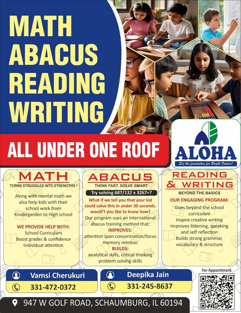 ALOHA Mind Math - reading tutor in Schaumburg, IL
