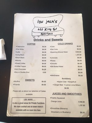 Menu photo 1 Lou Jack's Newtown, NSW Menu photo 1 Lou Jack's Newtown, NSW