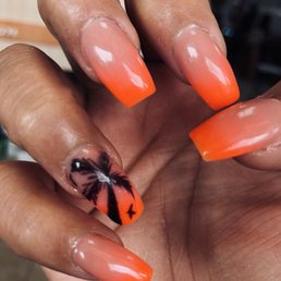 My nails by Jenny Orange ombré with free design My nails by Jenny Orange ombré with free design