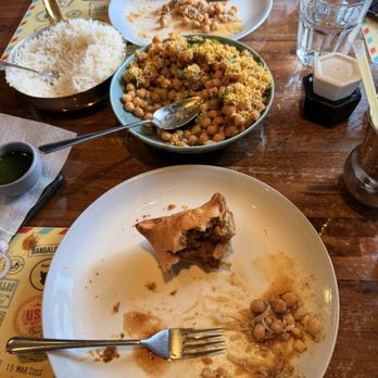 Kailash Parbat - Samosa and Chana Chaat with a side of rice. - Vegetarian Near Me - Chino Hills, California Kailash Parbat - Samosa and Chana Chaat with a side of rice. - Vegetarian Near Me - Chino Hills, California