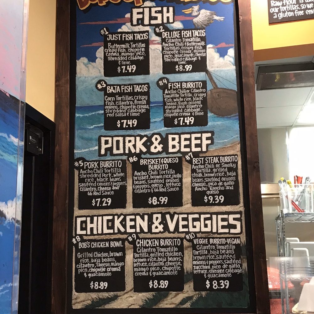 Cabo Bob's Burritos - Menu board of premade items - Mexican Near Me - Austin, Texas Cabo Bob's Burritos - Menu board of premade items - Mexican Near Me - Austin, Texas