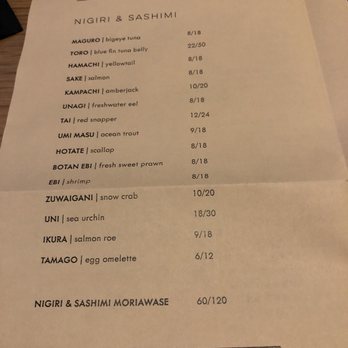 Ozumo - Nigiri and Sashimi menu - Izakaya Near Me - San Jose, California