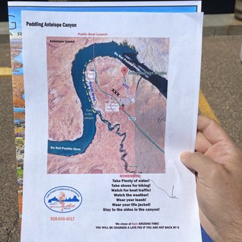 Lake Powell Paddleboards and Kayaks - Another map they provided, showing us where to paddle to - Paddleboarding Near Me - Page, Arizona