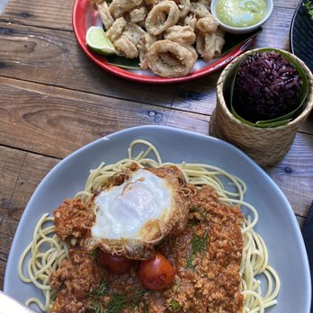 Wayla - Spaghetti w egg; calamari - Thai Near Me - New York, New York Wayla - Spaghetti w egg; calamari - Thai Near Me - New York, New York