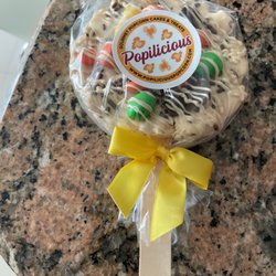 Popilicious Popcorn - Peanut butter popcorn cake on a stick