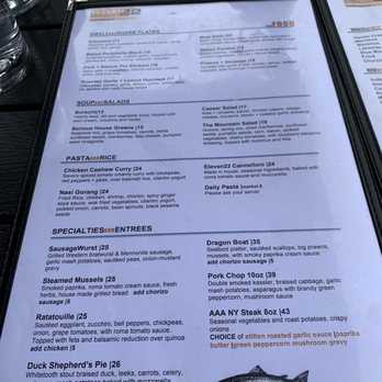 Eleven22 - a menu on a table at a restaurant - Comfort Food Near Me - Golden, British Columbia