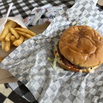 Spurlock's Malt Shop - Single cheeseburger all the way with grilled onions and fries - Desserts Near Me - Anna, Texas Spurlock's Malt Shop - Single cheeseburger all the way with grilled onions and fries - Desserts Near Me - Anna, Texas