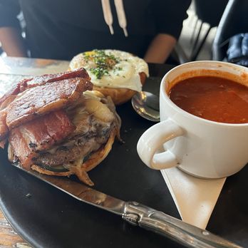 Revelry - The Burger Royale with soup - Wine Bars Near Me - Bozeman, Montana