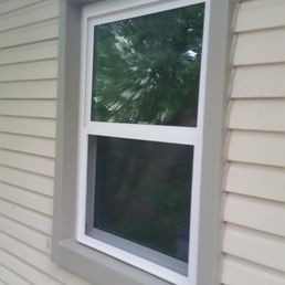 Installed window and trim Installed window and trim