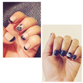 Levue Nails & Spa - Gel manicure with a few designs from Ny . Well done Ny - Nail Salons Near Me - Bellevue, Washington
