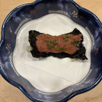 Blue Pagoda - Toro Tartare with Seaweed Crisp - Sushi Bars Near Me - San Jose, California Blue Pagoda - Toro Tartare with Seaweed Crisp - Sushi Bars Near Me - San Jose, California