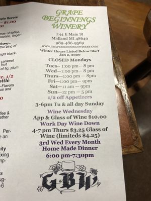 Menu photo 1 Grape Beginnings Winery Midland, MI Menu photo 1 Grape Beginnings Winery Midland, MI