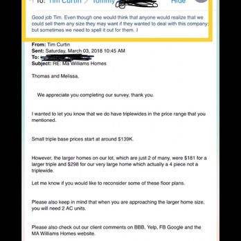 Ma Williams Manufactured Homes - This is the email that Tim sent and Dennis Williams replied to it. This is the unprofessional and rude reply - Mobile Home Dealers Near Me - Hemet, California Ma Williams Manufactured Homes - This is the email that Tim sent and Dennis Williams replied to it. This is the unprofessional and rude reply - Mobile Home Dealers Near Me - Hemet, California