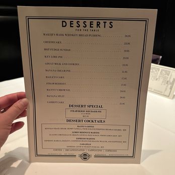 Manny's Steakhouse - Dessert menu - Steakhouses Near Me - Minneapolis, Minnesota