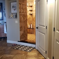 The House at Climber's Run - Master bedroom sink and entry to the master shower