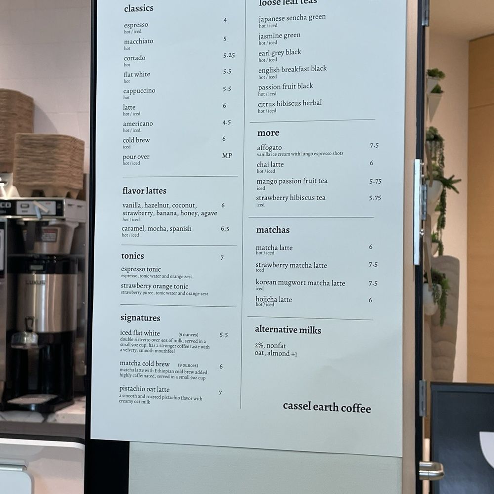 Cassel Earth Coffee - New menu - Coffee & Tea Near Me - Irvine, California