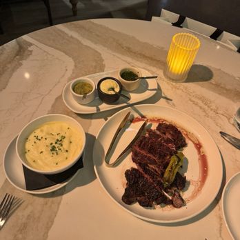 The Amalfi Llama - Ribeye, potato puree, trio of sauces - New American Near Me - Miami, Florida The Amalfi Llama - Ribeye, potato puree, trio of sauces - New American Near Me - Miami, Florida