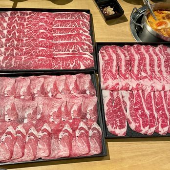 Mumu Hot Pot - Prime Black Angus Beef Short Ribs, Wagyu Beef Toro, Beef Tongue (Part of Meat Lover Set $75) - Hot Pot Near Me - Pleasanton, California