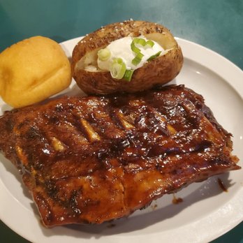 JJ's Restaurant - BBQ ribs, baked potato and roll - American Near Me - O'Fallon, Missouri