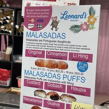 Leonard's Bakery - Menu-be sure you know what you want! - Bakeries Near Me - Honolulu, Hawaii